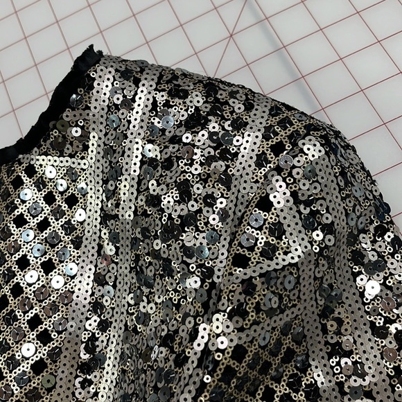 WORTH Art Deco Gold/Silver/Black Sequin Artsy Evening Crop Cocktail Jacket SZ 2 - Picture 6 of 16